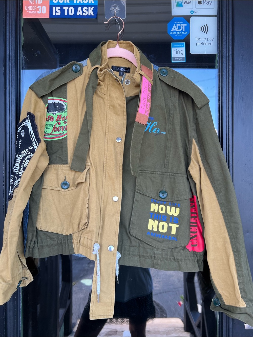 Utility Patchwork Jacket - Olive & Tan Size Small For Her NYC